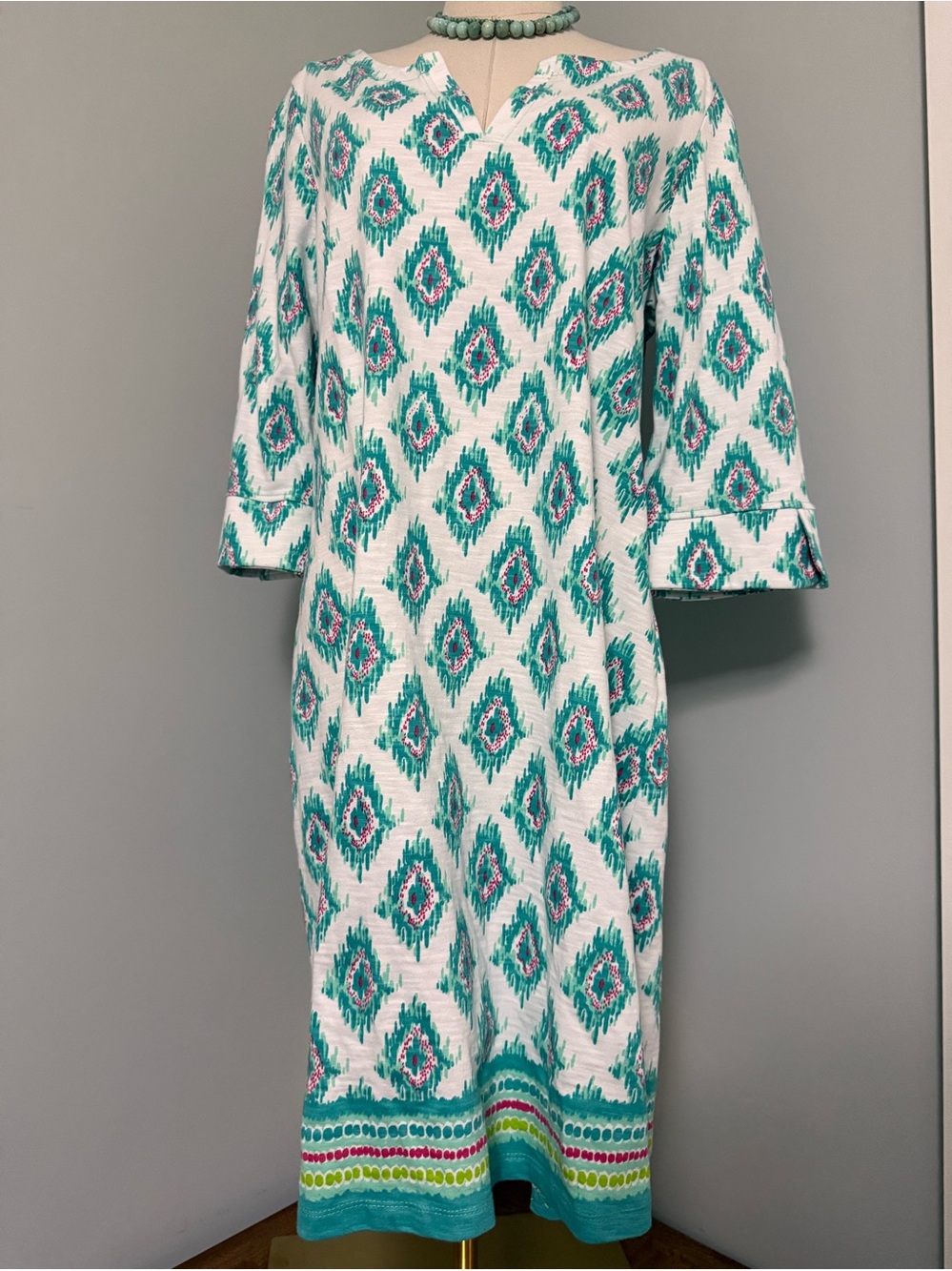 Hatley Ikat Print Tunic Dress –Made in Canada, size XL vacation,Boho,resort wear